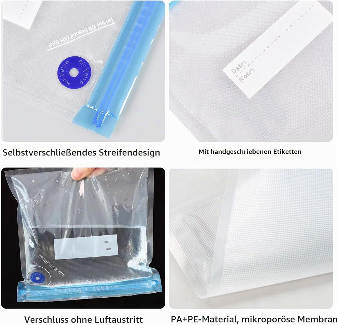 Handvakuumierer, Mini Vakuumiergerät Klein, Vakuumiergerät für Lebensmittel mit 15 Wiederverwendbare