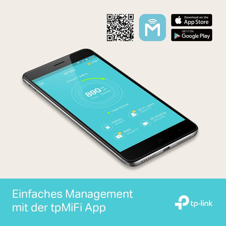 TP-Link M7350 - 4G (CAT4) Tragbarer WLAN-Router, MiFi, Farbbildschirm, 150 Mbit/s, 2000-mAh-Akku (8