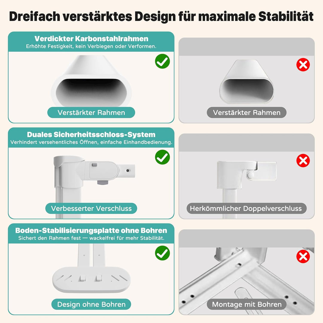 Redcoutt Bettgitter Rausfallschutz Bett, 180cm Bettschutzgitter | Kinderbettgitter zum vertikalen He