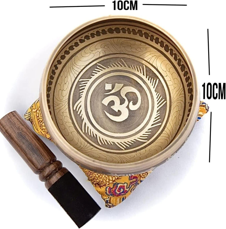 Tibetisches Klangschalen-Set – einfach zu spielen – OM-Design für Meditation, Klang, Chakra, Yoga, H