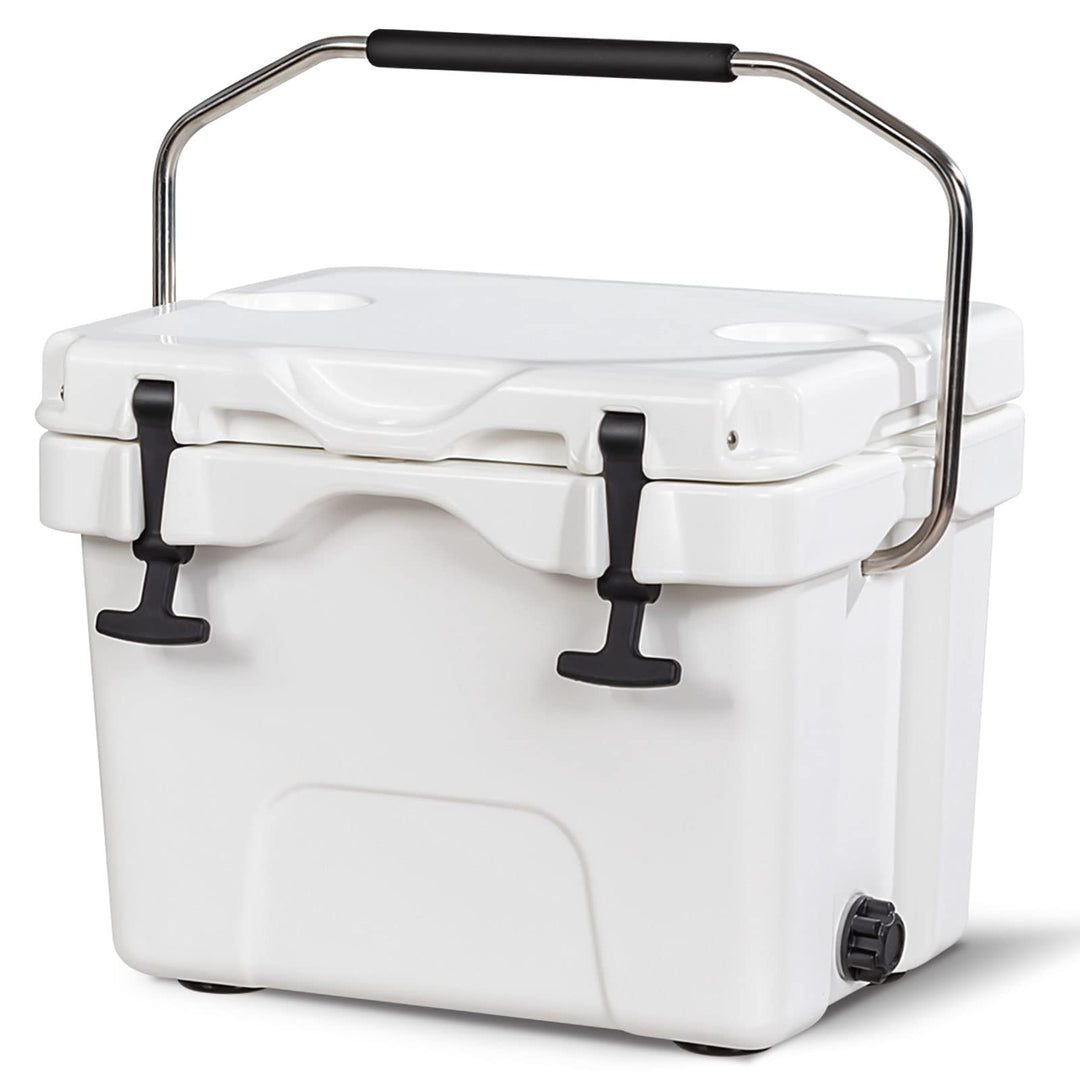 COSTWAY Kühlbox 15 Liter, Isolierbox tragbar mit Griff & Ablassstopfen & Getränkehalter, Thermobox W