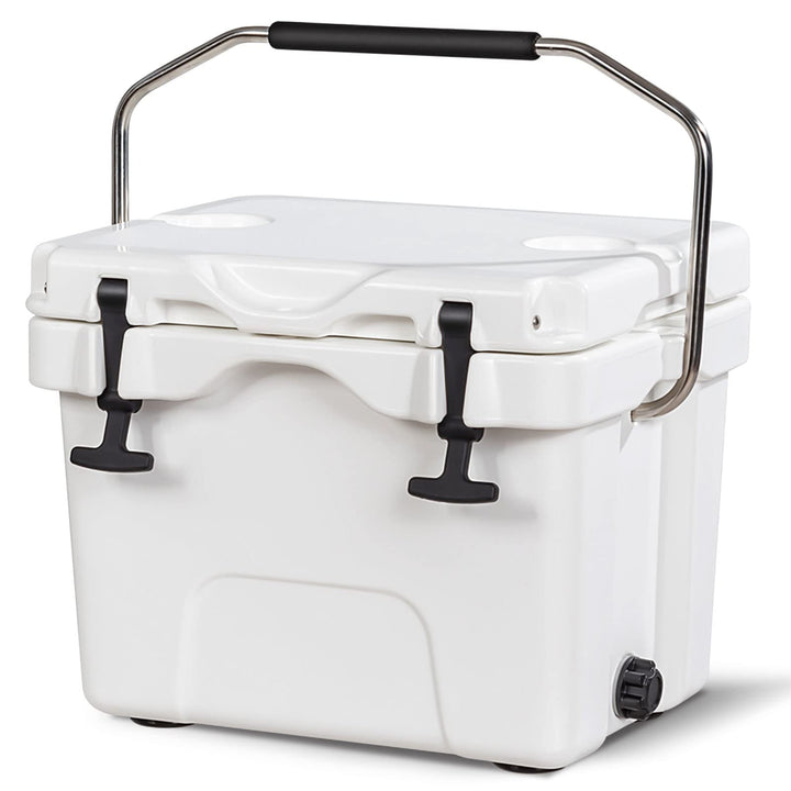COSTWAY Kühlbox 15 Liter, Isolierbox tragbar mit Griff & Ablassstopfen & Getränkehalter, Thermobox W