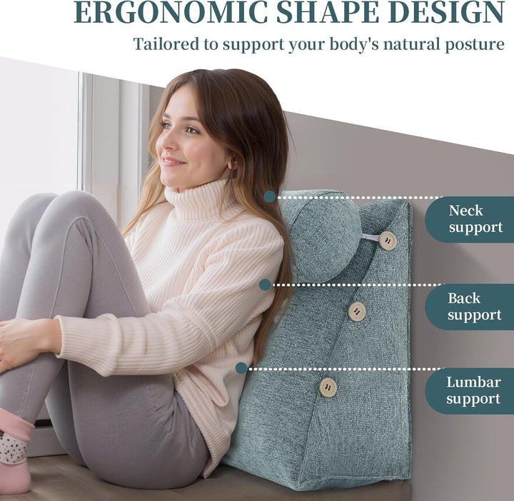Lesekissen für Bett &amp; Sofa – Ergonomisches Rücken- und Lendenstützkissen mit Stützwinkel, Keilkissen