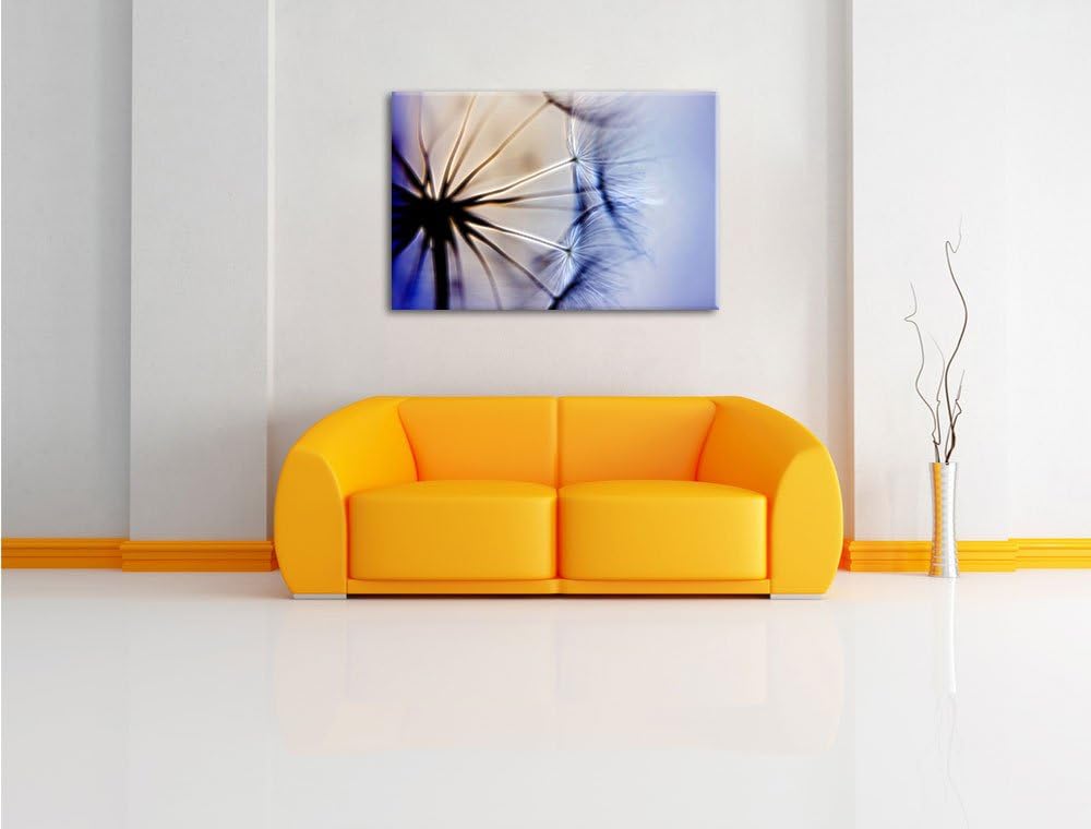 Pixxprint Pusteblumen Neon Lights Effekt, Format: 100x70 auf Leinwand, 100x70