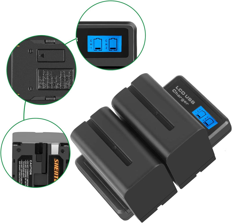 2 Stück Shentec 8800mAh NP-F970 akku Compatible with Sony NP-F970 NP-F960 NP-F930 NP-F950 DCR-VX2100