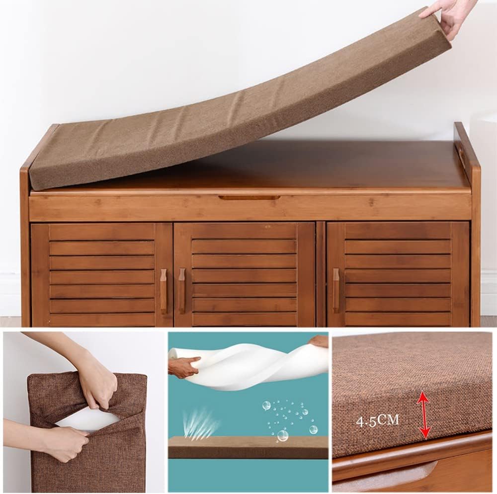 Kleine Schuhschrank mit Sitzbank, Holz Schuhregal mit Sitzfläche, Bambus Bank mit Stauraum und Sitzk