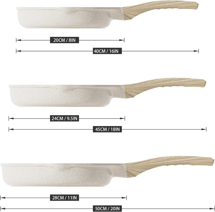 RIOVARM Induktion Bratpfannen Set Antihaft Pfannenset 20 cm 24 cm 28 cm Granit Omelett Pfanne ohne P