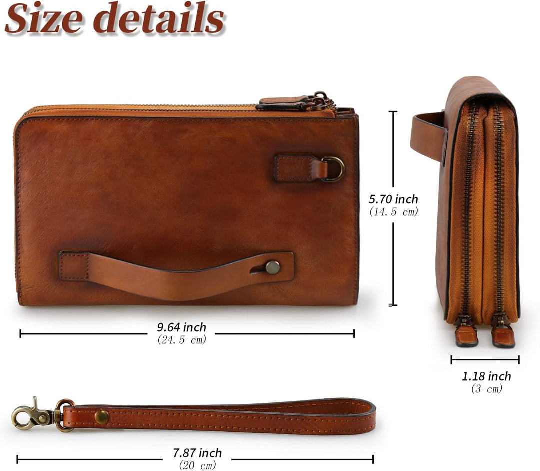 Herren Geldbörse Leder Wristlet Unterarmtasche Vintage Wristlet Business Handtasche Coin Money Pouch