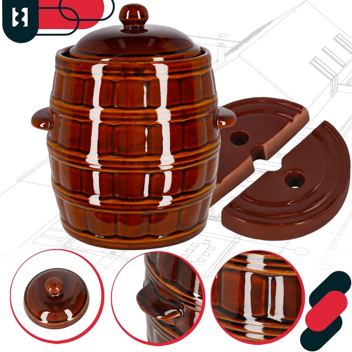 KOTARBAU® Gärtopf 8 L Steinguttopf mit Deckel und Beschwerungsstein Hermetisch Sauerkrauttopf Gurken