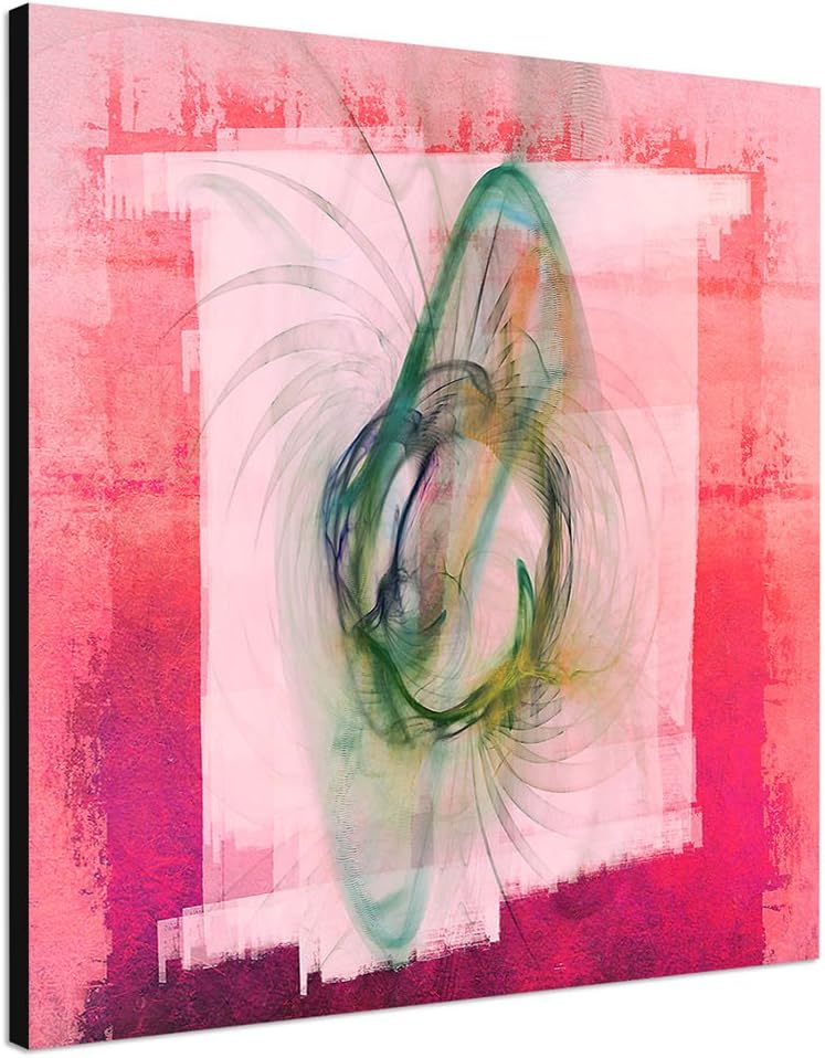 Paul Sinus Art Zwiegespann - Abstrakt392_60x60cm Bild Yin Yan rot gelb Feng Shui auf Leinwand Abstra