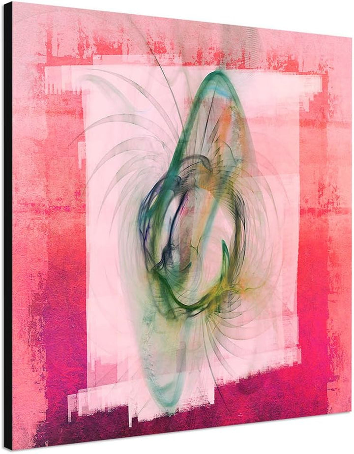 Paul Sinus Art Zwiegespann - Abstrakt392_60x60cm Bild Yin Yan rot gelb Feng Shui auf Leinwand Abstra