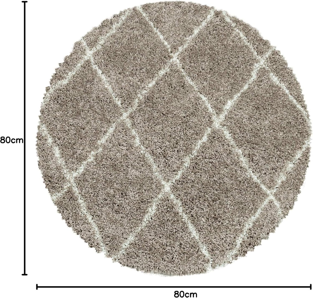 Shaggy Runder Hochflor Teppich Wohnzimmer Schlafzimmer Teppich Rund Deko Rautenmuster Modernes Desig