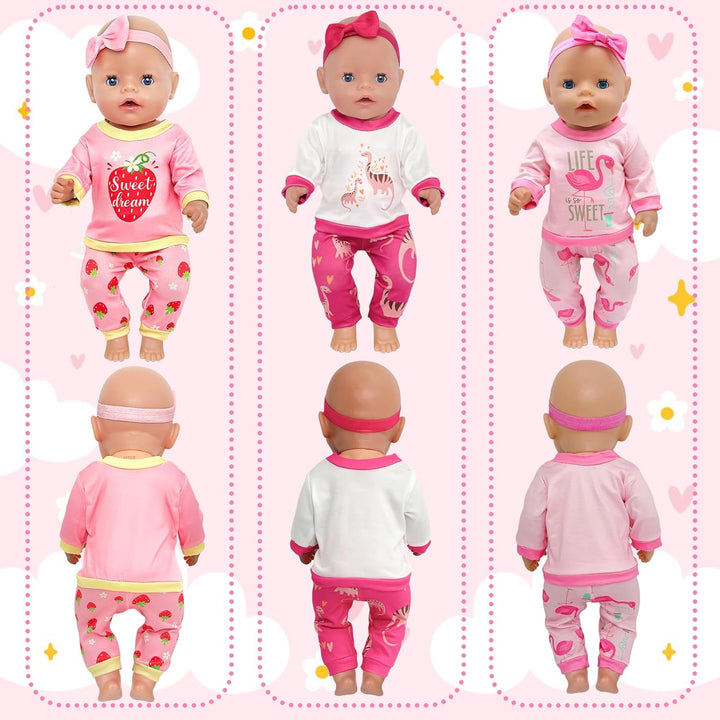 5 Sets Baby Kleidung für 14-18Zoll Baby Puppen, Puppenkleidung Outfits mit 5 Sets mit niedlichen Tie