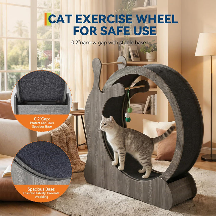 Katzenlaufrad XXL, 95cm Leise Katzen-Laufrad Mit Kratzbrett Und Spielbälle, Katzenrad-Trainingsgerät
