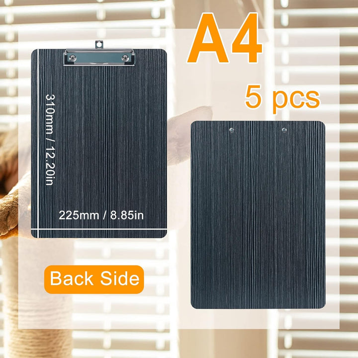 Klemmbrett A4, 5 Stück Holz, Hartplatten Mit Gummierter Metalklemme, Schreibbrett Pad Halter Clipboa