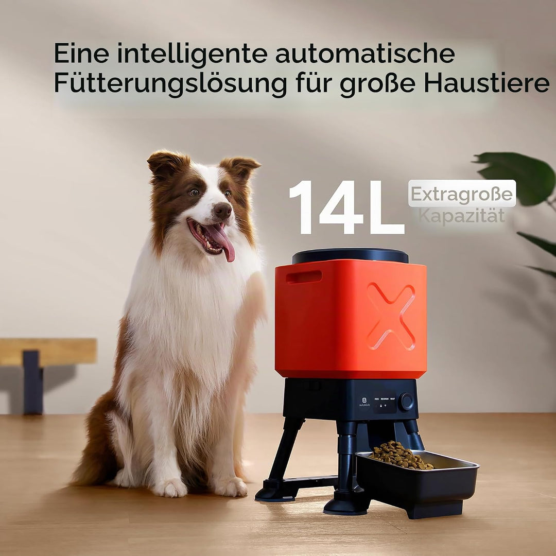14L Automatischer Hundefutterspender für grosse Rassen - Extra grosse Kapazität, Anti-Blockage, zeit