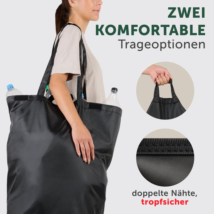 Blumtal Pflandflaschen Sammelbehälter 100L - Bambus Pfandflaschen Organizer mit Pfandflaschen Tasche