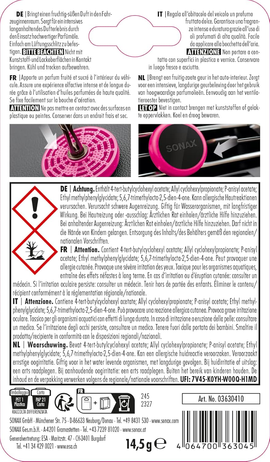 SONAX Air Freshener Sweet Flamingo (6x 1 Stück) für ein intensives, langanhaltendes Dufterlebnis | A