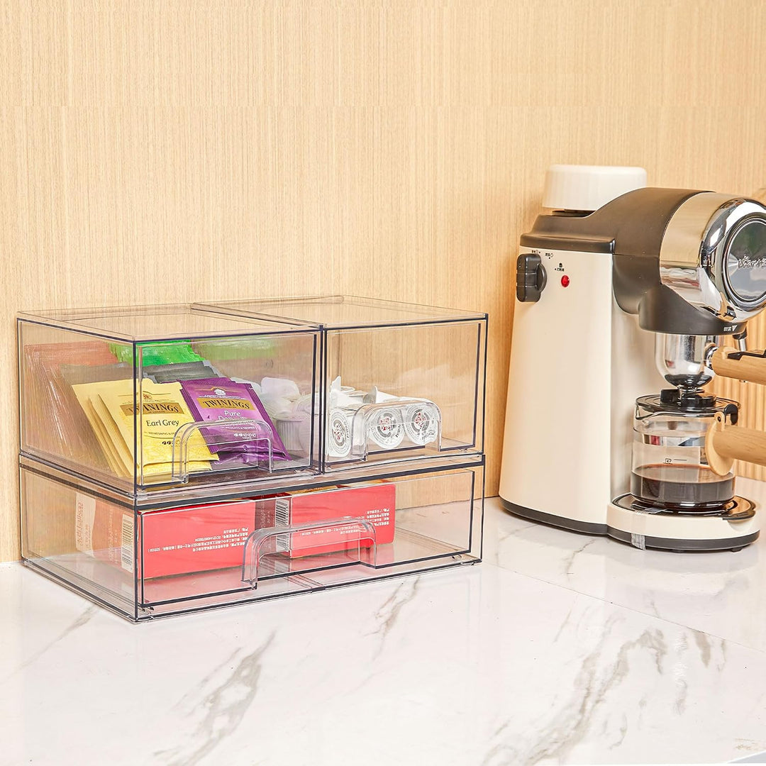 Vtopmart Boxen Aufbewahrung mit 3 Schubladen, Clear Schminktisch Organizer, Anti-Rutsch Organizer Sc