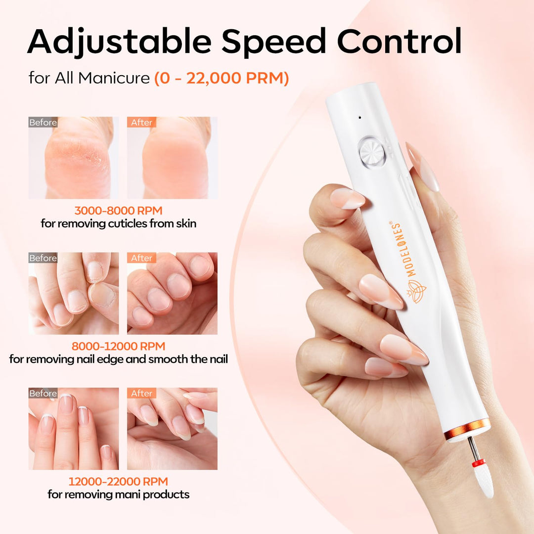 modelones Nagelfräser Kabellos, 13 in 1 Fräser für Gelnägel 22000 u/Min, Maniküre und Pediküre Set,