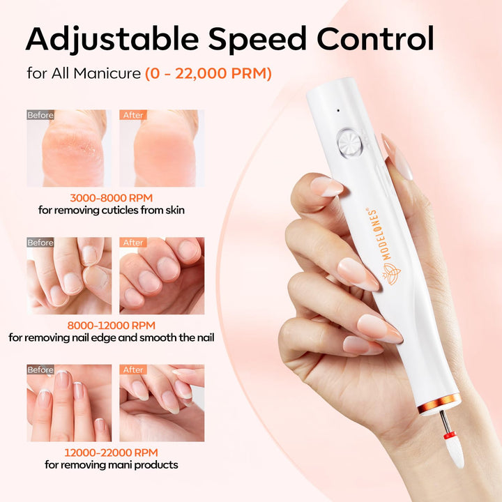 modelones Nagelfräser Kabellos, 13 in 1 Fräser für Gelnägel 22000 u/Min, Maniküre und Pediküre Set,