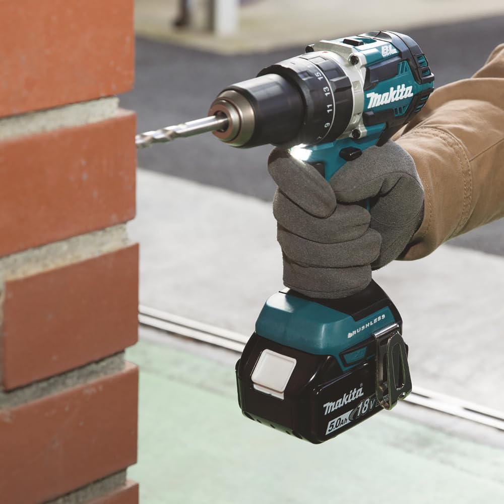 Makita DHP484RTJ Akku-Schlagschrauber 18V / 5,0Ah, 2 Akkus, Ladegerät im MAKPAC, 450 W, 18 V, Blau,