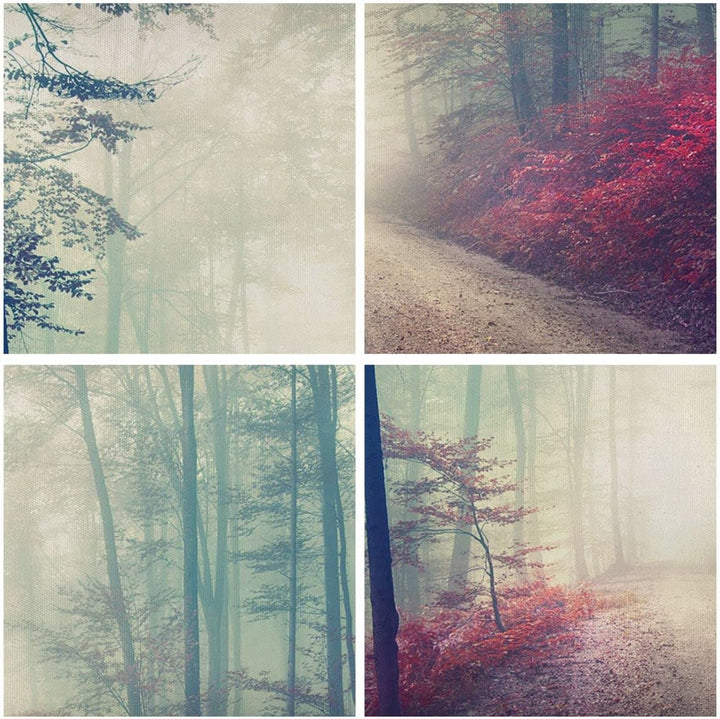 Bilder auf Leinwand 100x70cm Leinwandbild mit Rahmen Wald Baum Natur Gross Wanddeko Bild Schlafzimme