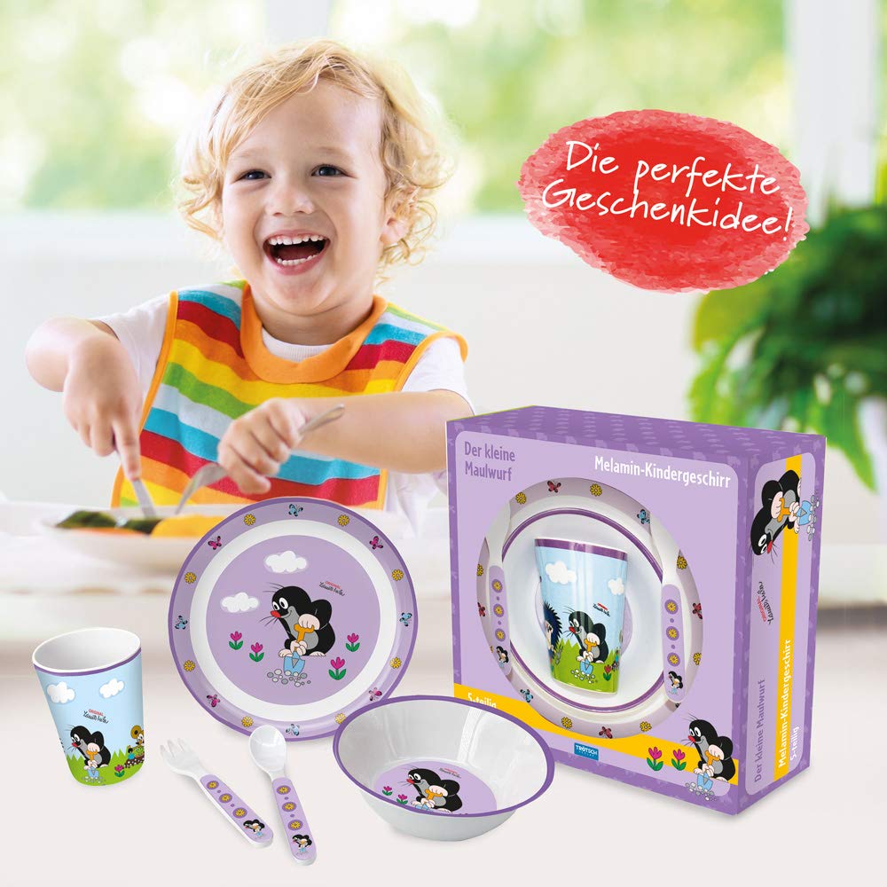 Trötsch Sandmännchen Kindergeschirr Set 5 teilig: aus Melamin mit Geschenkverpackung, Literaturbeila