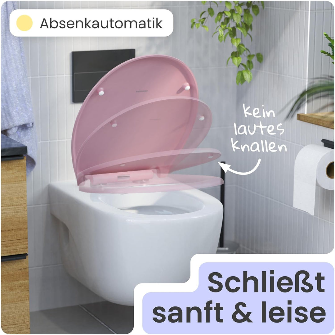 instmaier Helma | Toilettendeckel mit Absenkautomatik | Trendfarbe Koralle | TÜV geprüft | Ovale For