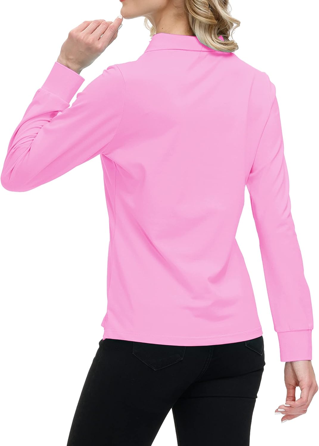 MoFiz Damen Poloshirt Langarm Baumwolle Polohemd Sport Polo Wintershirts mit Reissverschluss Kragen