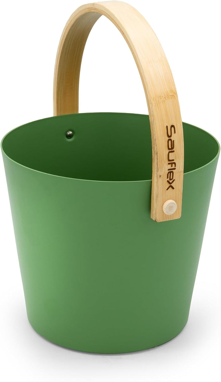Sauna Zubehör Set: 4L Aluminium Eimer und 42cm Kelle, Bambusgriffe (Waldgrün), Waldgrün
