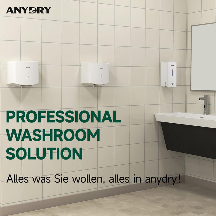 anydry 2630S Kompakter Händetrockner,Automatischer Elektrischer Händetrockner für Wandmontage,Für Ge