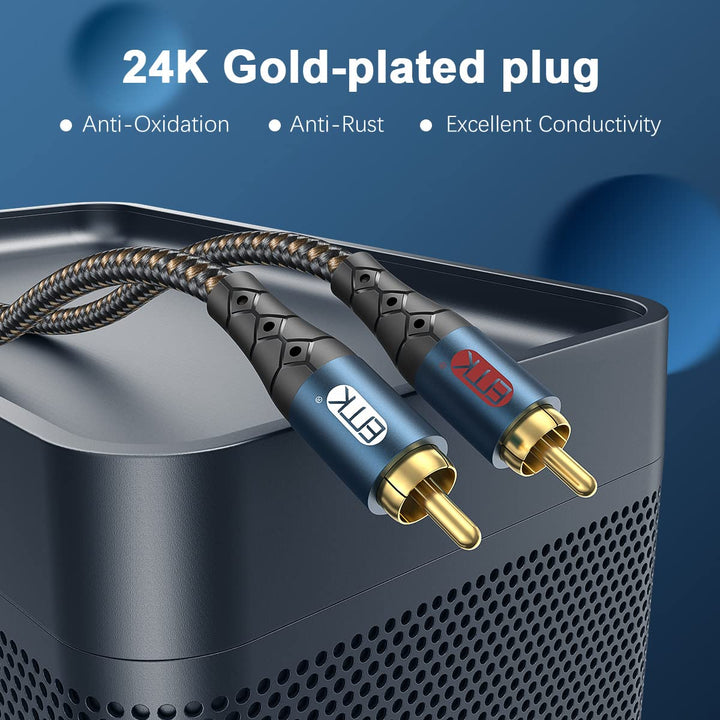 EMK 2Cinch Kabel Subwooferkabel Cinch Kabel RCA Verlängerungskabel 2x2 RCA(R&L) Stecker Aluminium Ge