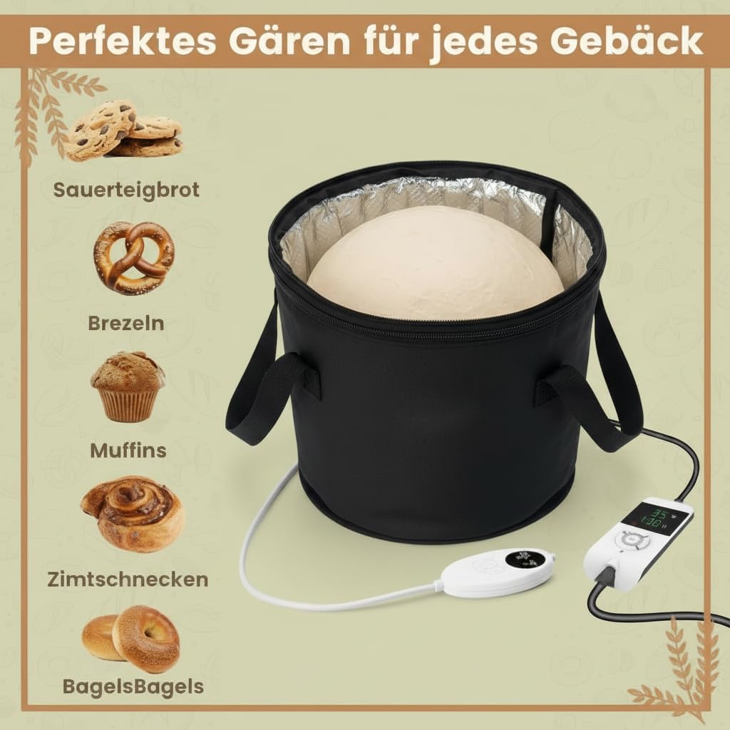 Brot Gärbox Sauerteig mit Heizung Faltbare Brot Gärschrank Einstellbare Temperatur und Timer, Natto,