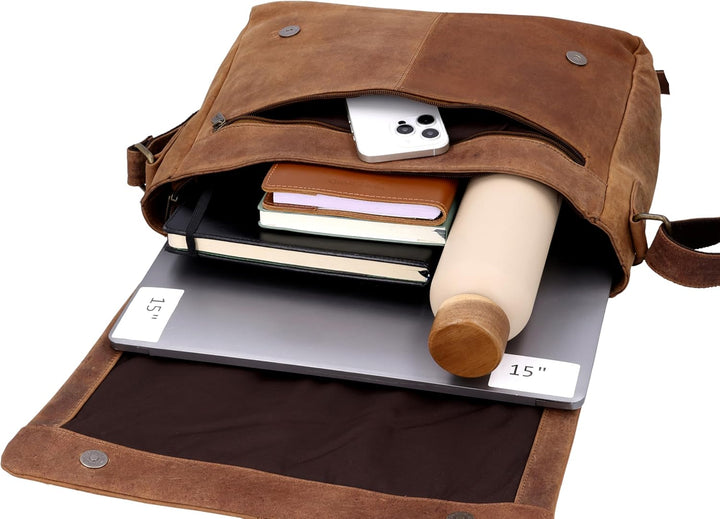 Gusti Leder Ledertasche Herren Reign - Handgefertigte Umhängetasche Herren Leder für Büro & Alltag -