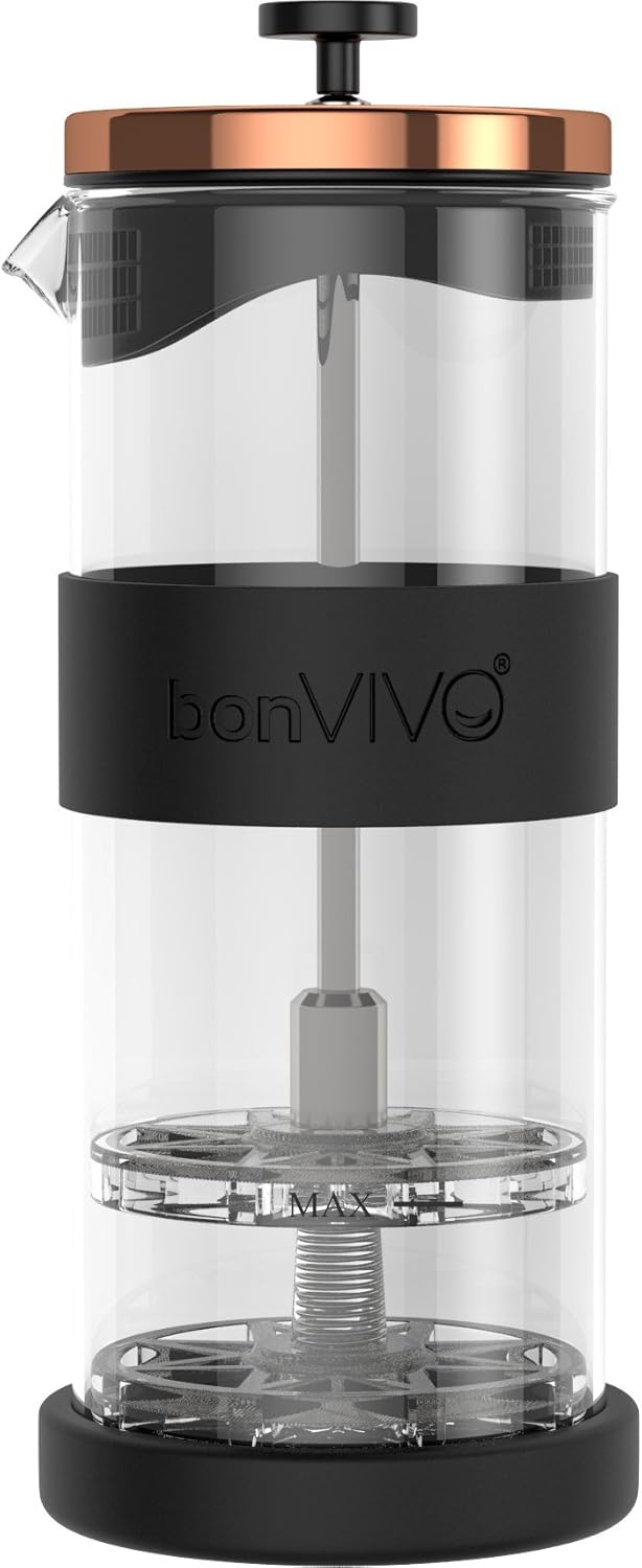 bonVIVO FOMO, Milchaufschäumer Manuell Betrieben, Milchaufschäumer Glas Und Edelstahl, Hand Milchsch