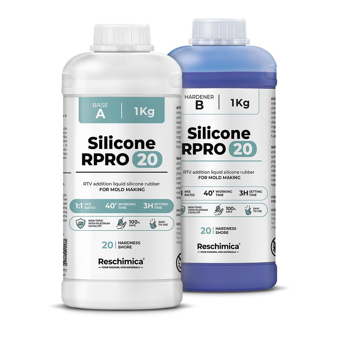 Reschimica R PRO 20 Silikon Kautschuk flüssig 1:1 – Abformsilikon mittelweich & ungiftig, Dubliersil