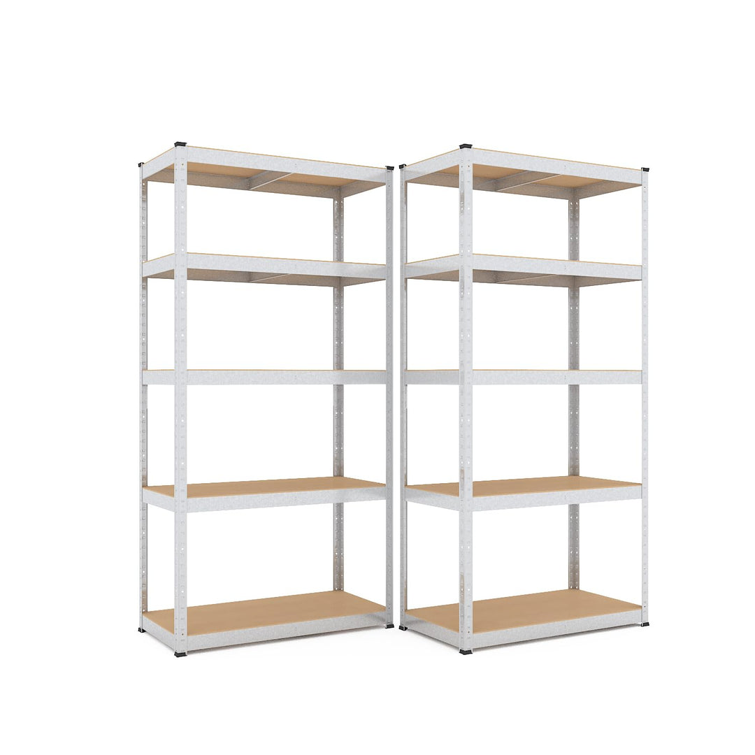2er-Set 180x60x40 cm Schwerlastregal/Steckregal verzinkt mit 5 MDF-Böden je 175 kg Tragkraft, Metall