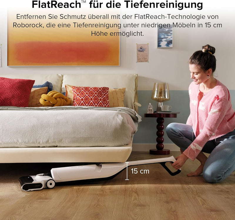 roborock flexi Lite Nass-Trocken-Sauger mit Saugleistung von 17.000 Pa, FlatReach™, Selbstreinigende