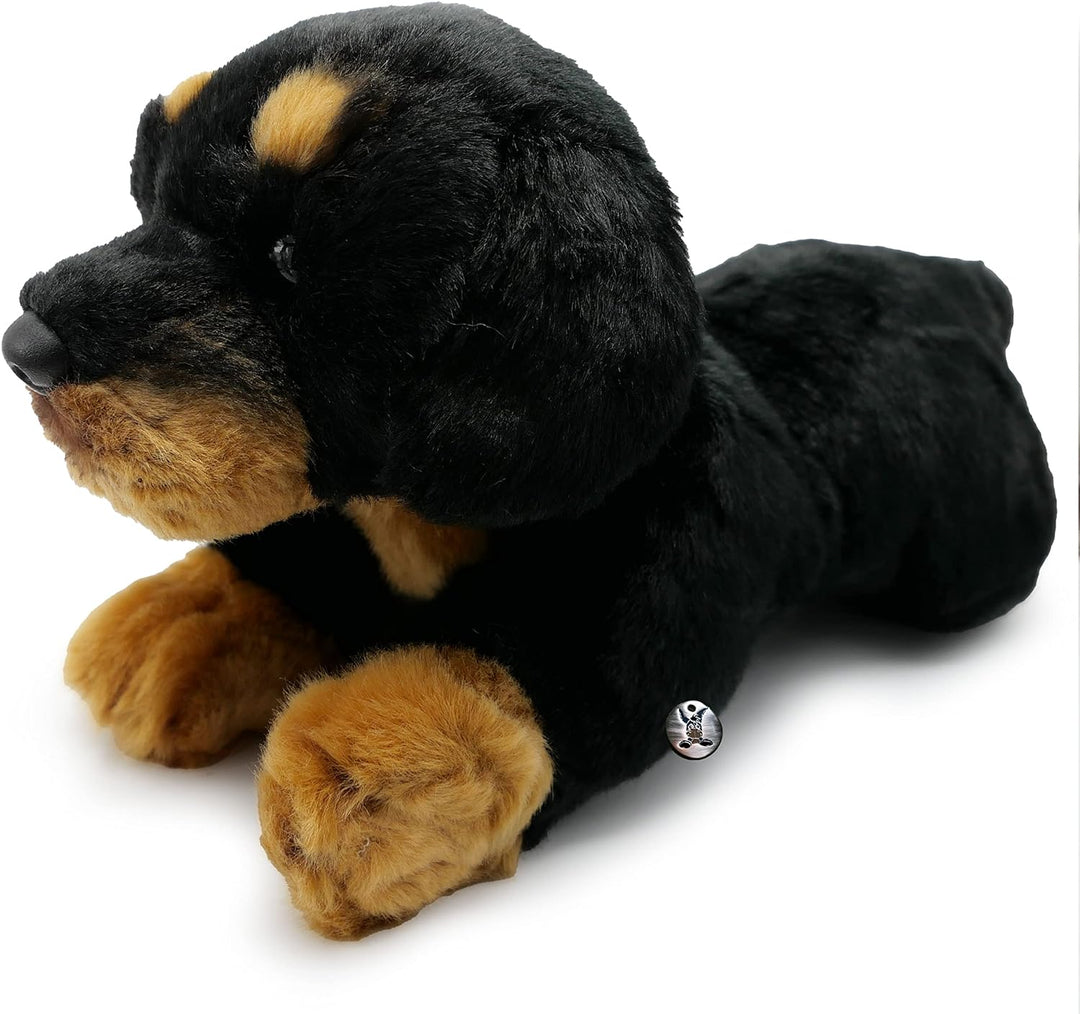 Rottweiler Kuscheltier Hund liegend schwarz-rot Plüschtier Tessa - Kuscheltiere*biz