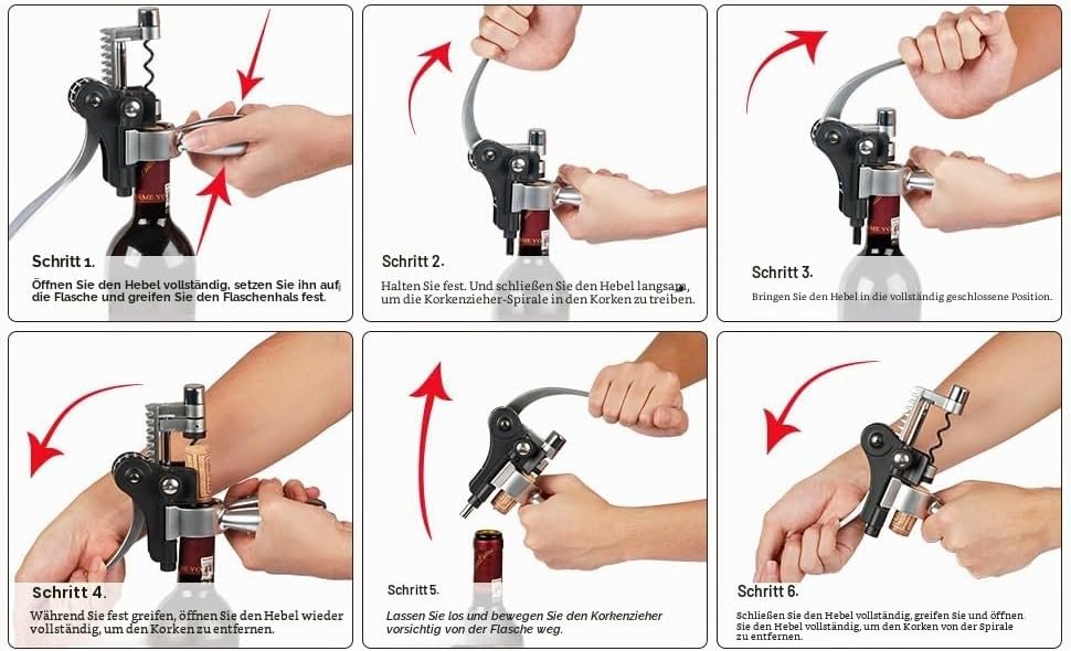 Cooko Korkenzieher, Manueller Wein Öffner Kit mit Belüfter und Ausgiesser,Zink-Legierung Griff Korke