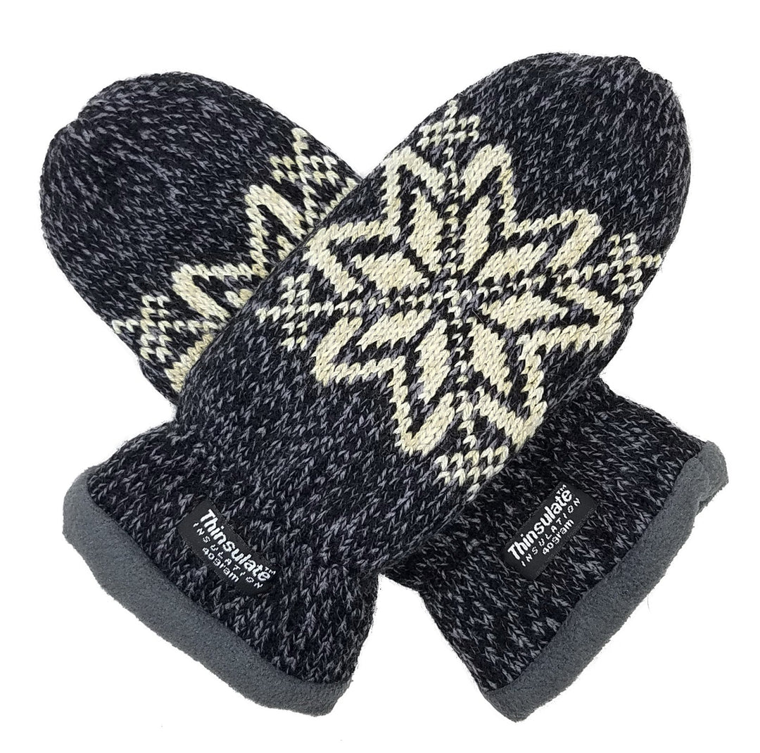 BRUCERIVER Damen Schneeflocke Strickhandschuhe mit warmem Thinsulate Fleece Futter Schwarz, Blau, Gr