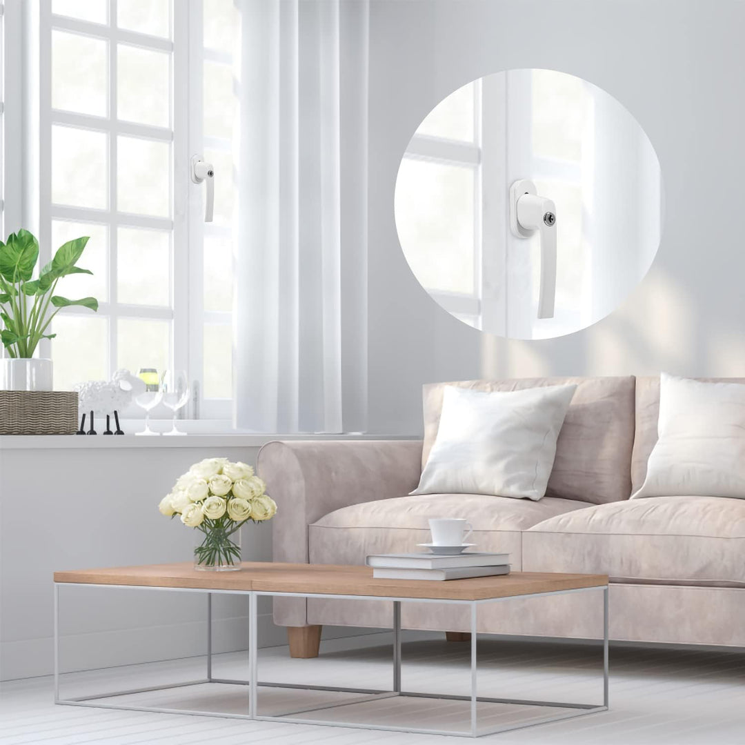 Herrselsam Abschliessbare Fenstergriffe weiss, 16X Aluminium Fenstergriff Kindersicherung Fenstersic