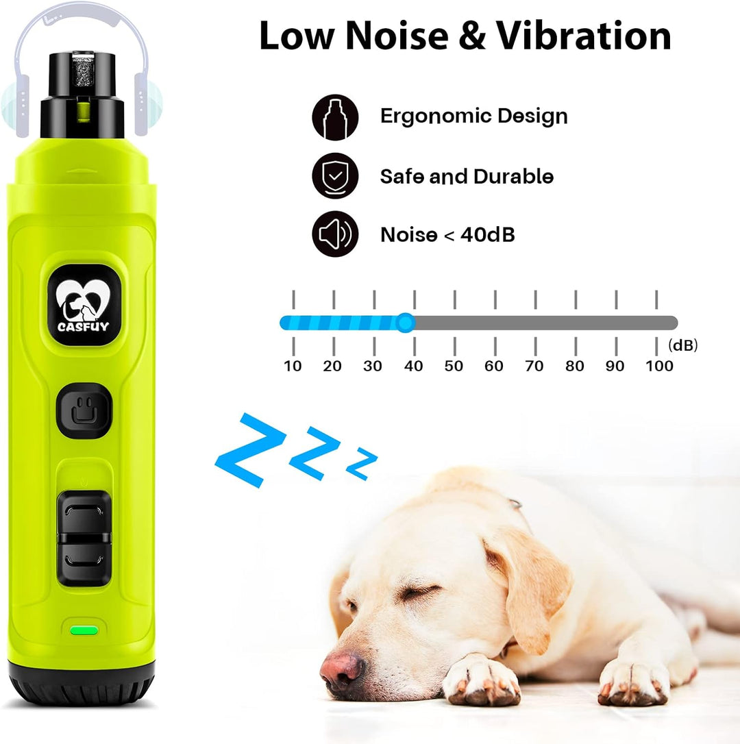 Casfuy Krallenschleifer für Hunde mit 2 LED-Leuchten – 2 Geschwindigkeiten, leiser, leistungsstarker