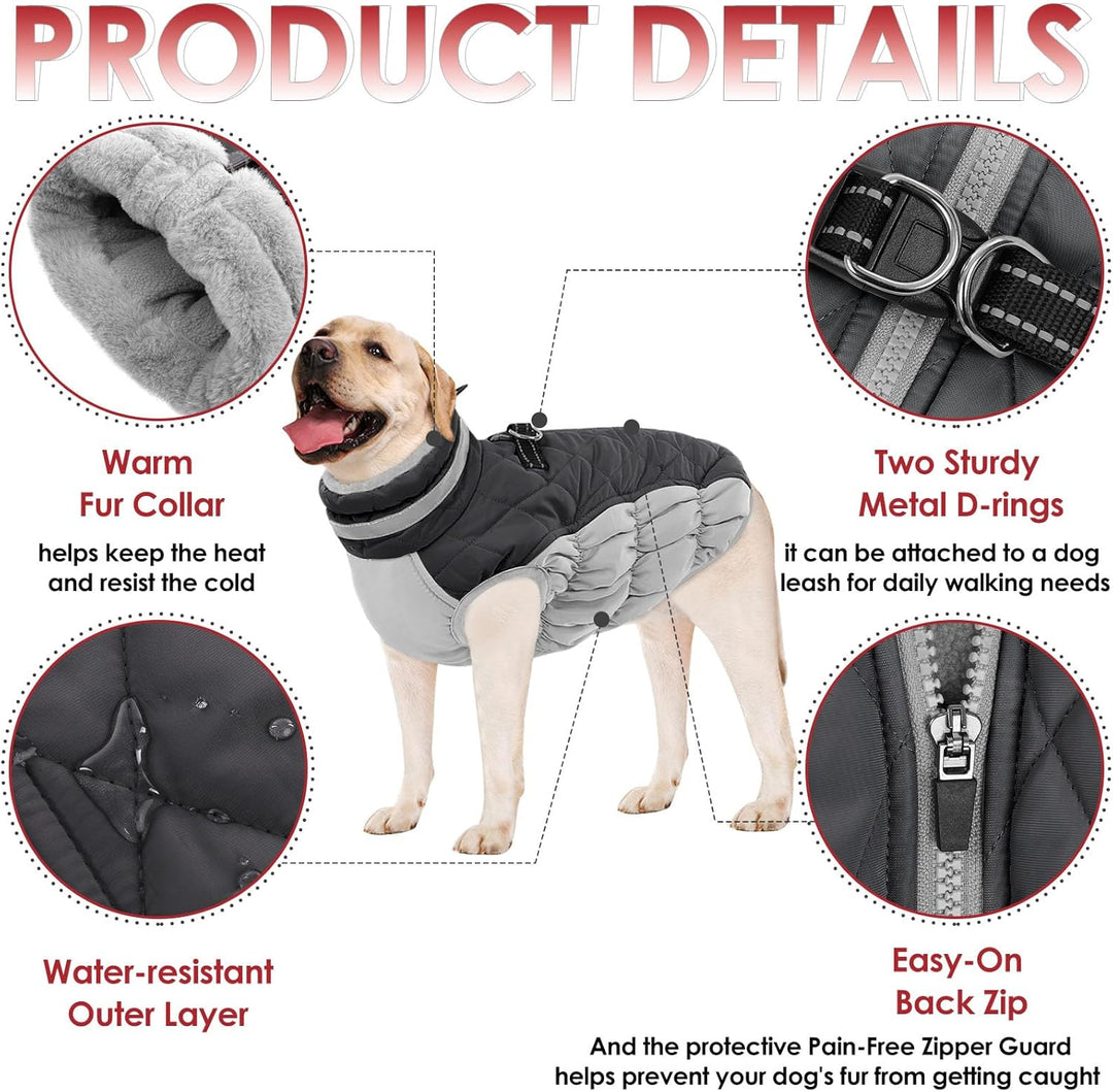 AOFITEE Hundemantel Grosse Hunde, Warme Hundemantel Winter Wasserdicht Hundejacke Winterjacke mit Ge