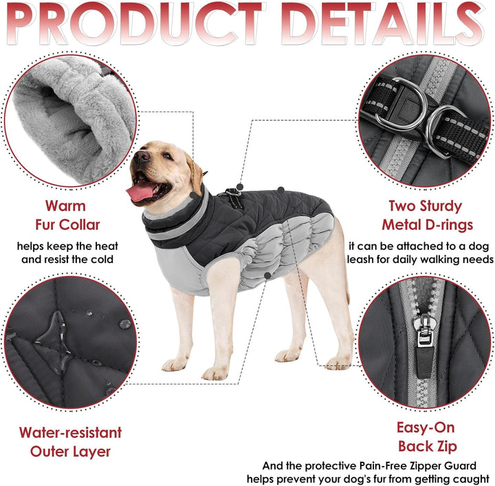 AOFITEE Hundemantel Grosse Hunde, Warme Hundemantel Winter Wasserdicht Hundejacke Winterjacke mit Ge