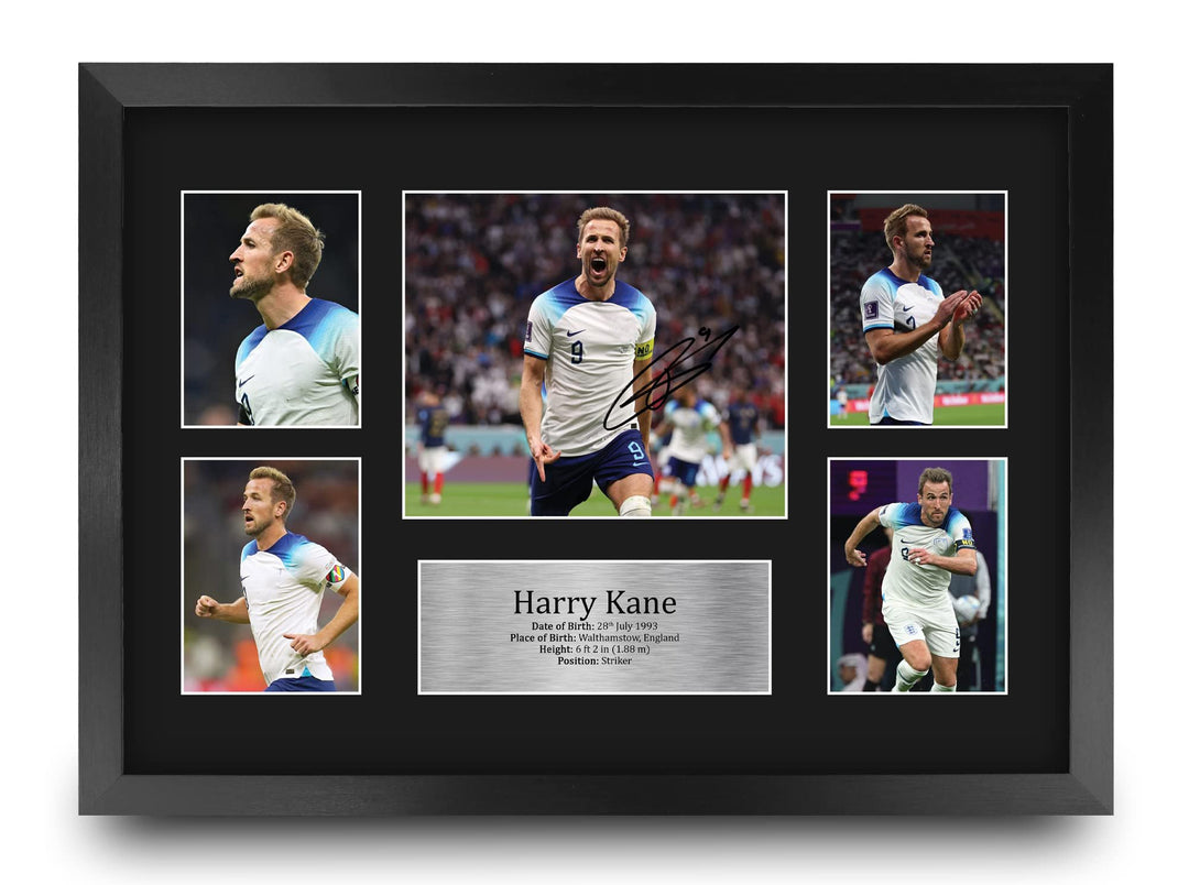 HWC Trading FR A3 Harry Kane England Gedruckte Memorabilien Signiertes Autogramm Fotodisplay für Fus