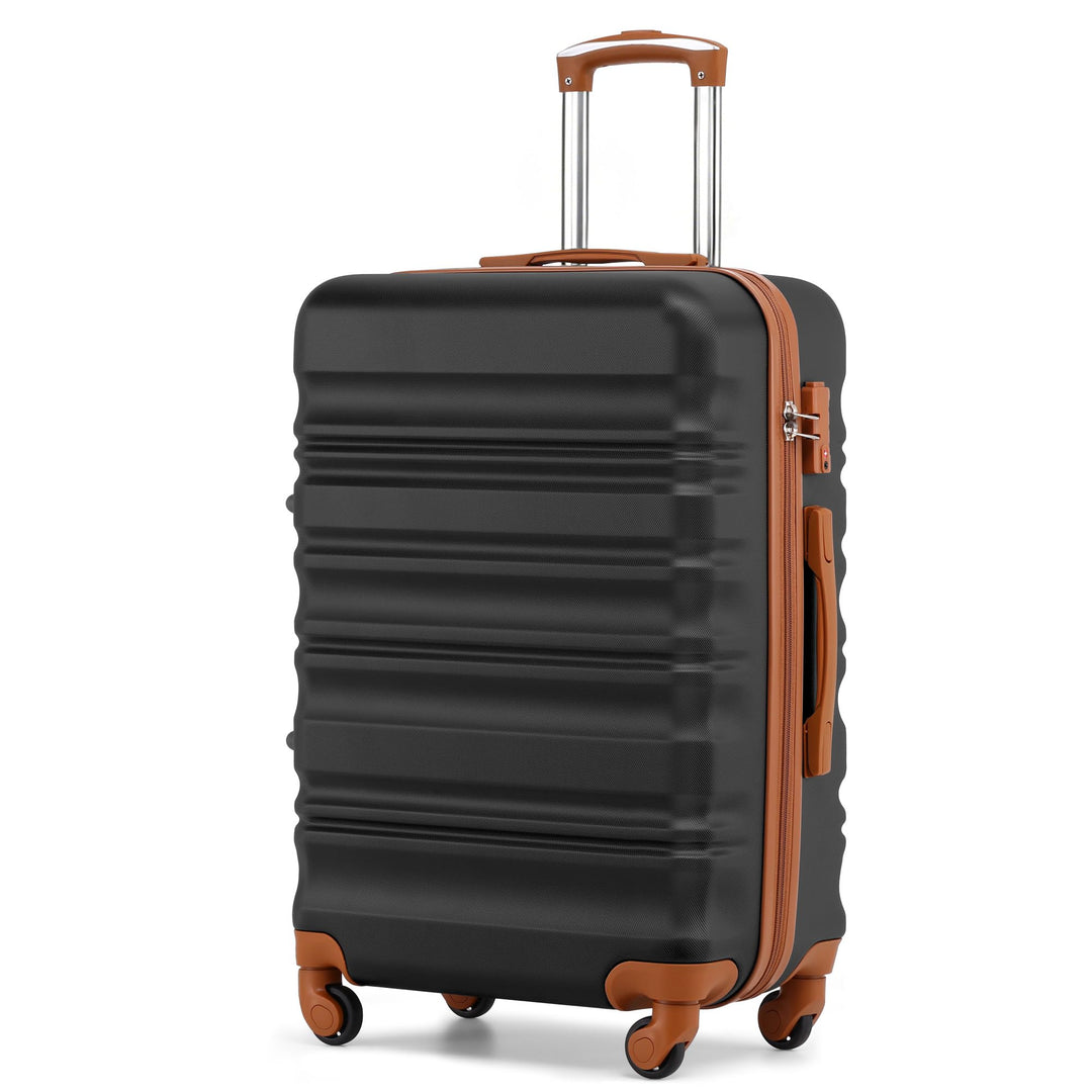 COOLIFE Hartschalen-Koffer Trolley Rollkoffer Reisekoffer mit TSA-Schloss und 4 Rollen (Schwarz/Brau