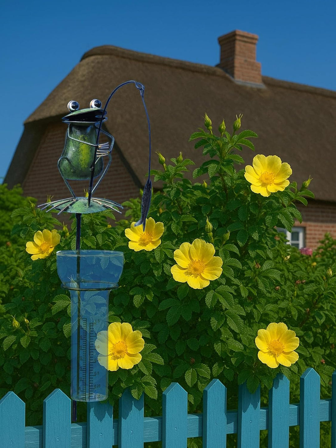 Pommerntraum ® | Regenmesser Niederschlagsmesser Pluviometer Gartendekoration Gartenstecker (Frosch