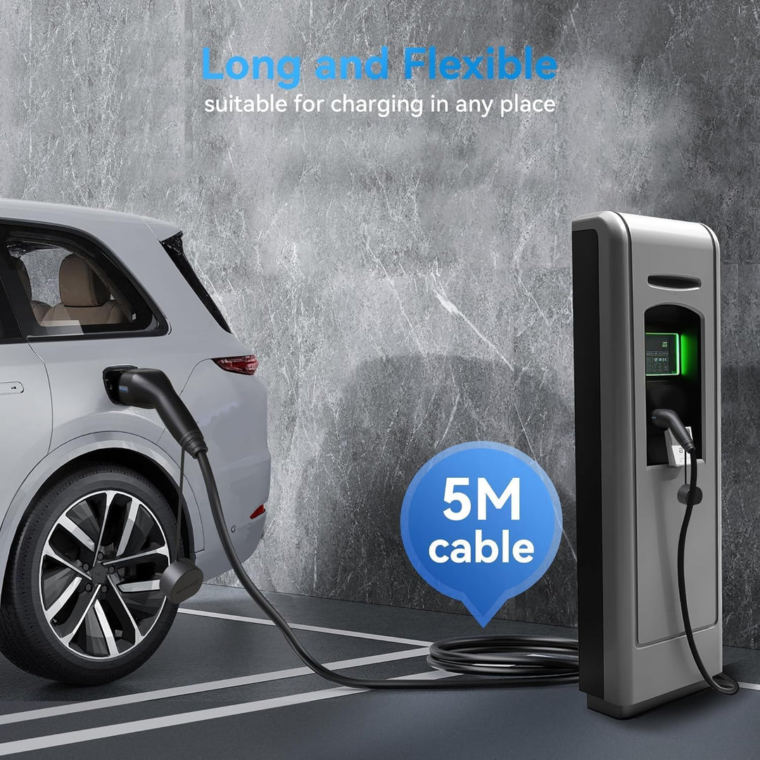 Typ 2 Ladekabel 32A/7.4 kW/1-Phasig/5 Meter Elektroauto Ladekabel Typ 2 auf Typ 2 EV Ladekabel für E